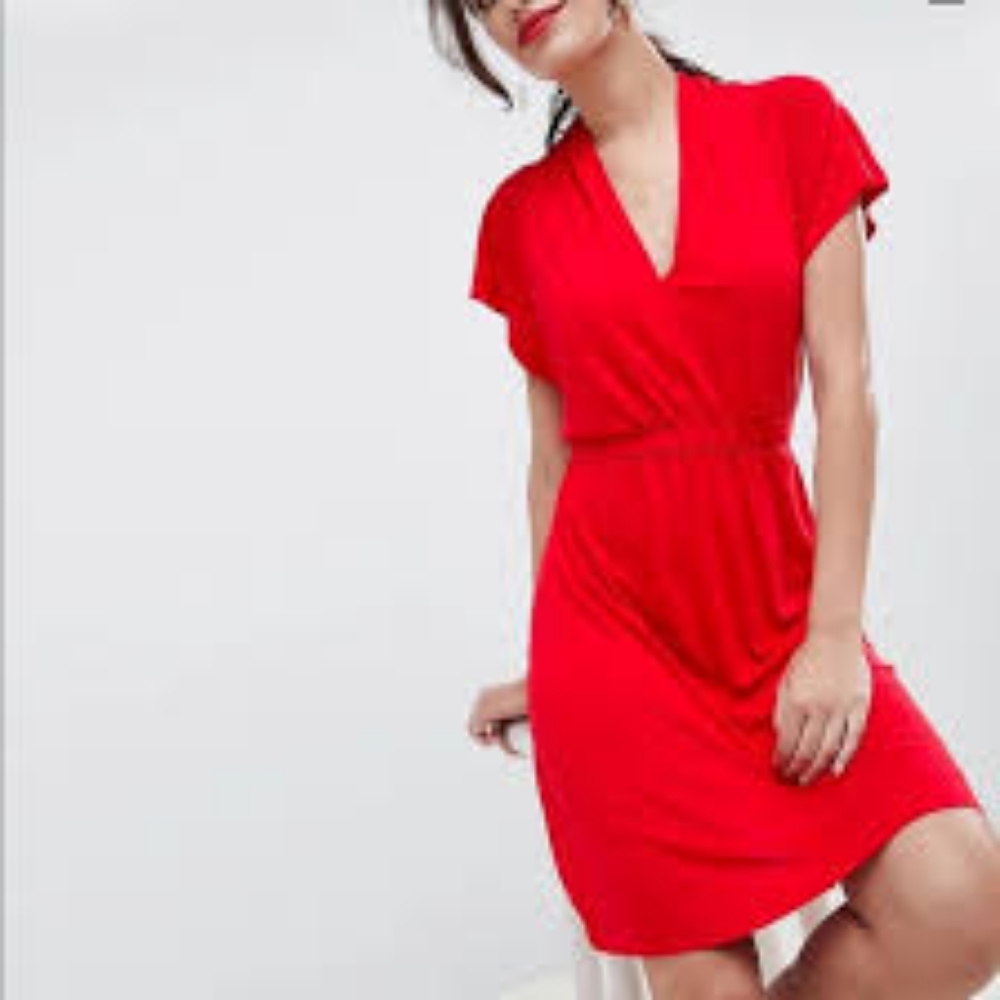 French Connection MEDINA Red Tie Waist Dress